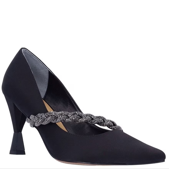 J. Renee Womens NYOMEE black Pointed Toe Metallic Braided Pumps Shoes NWT - Picture 2 of 5